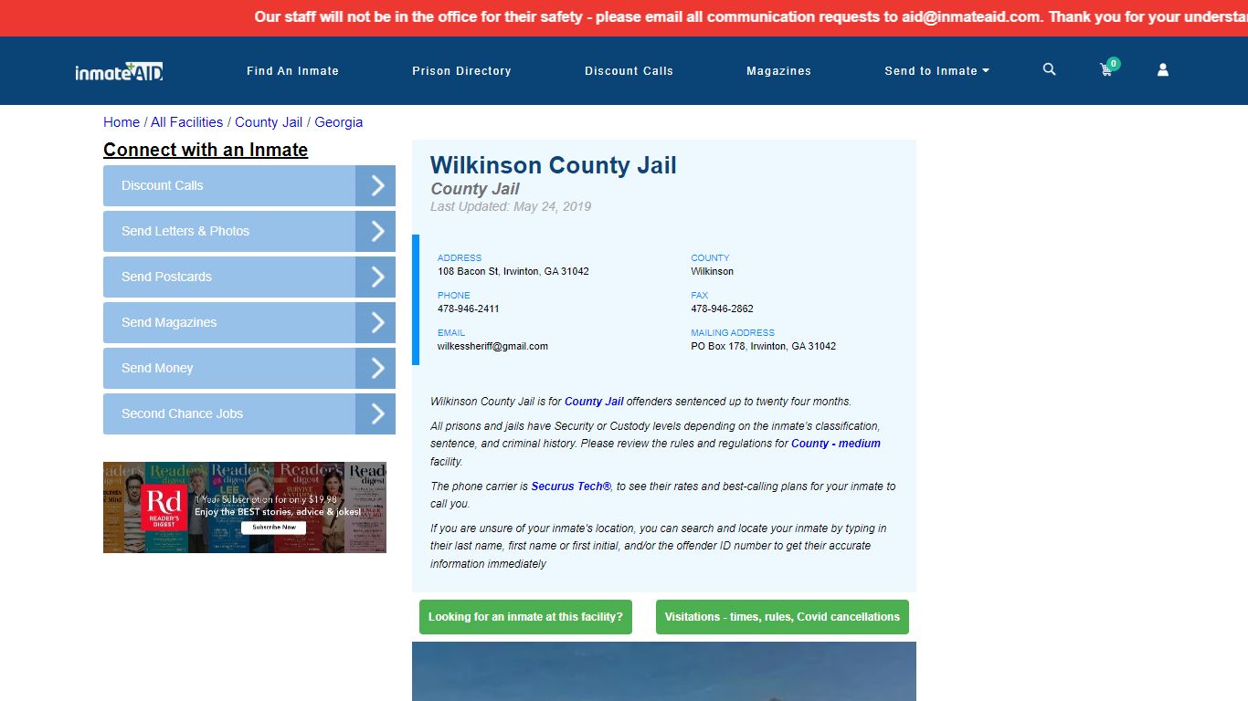 Wilkinson County Jail - Inmate Locator - Irwinton, GA